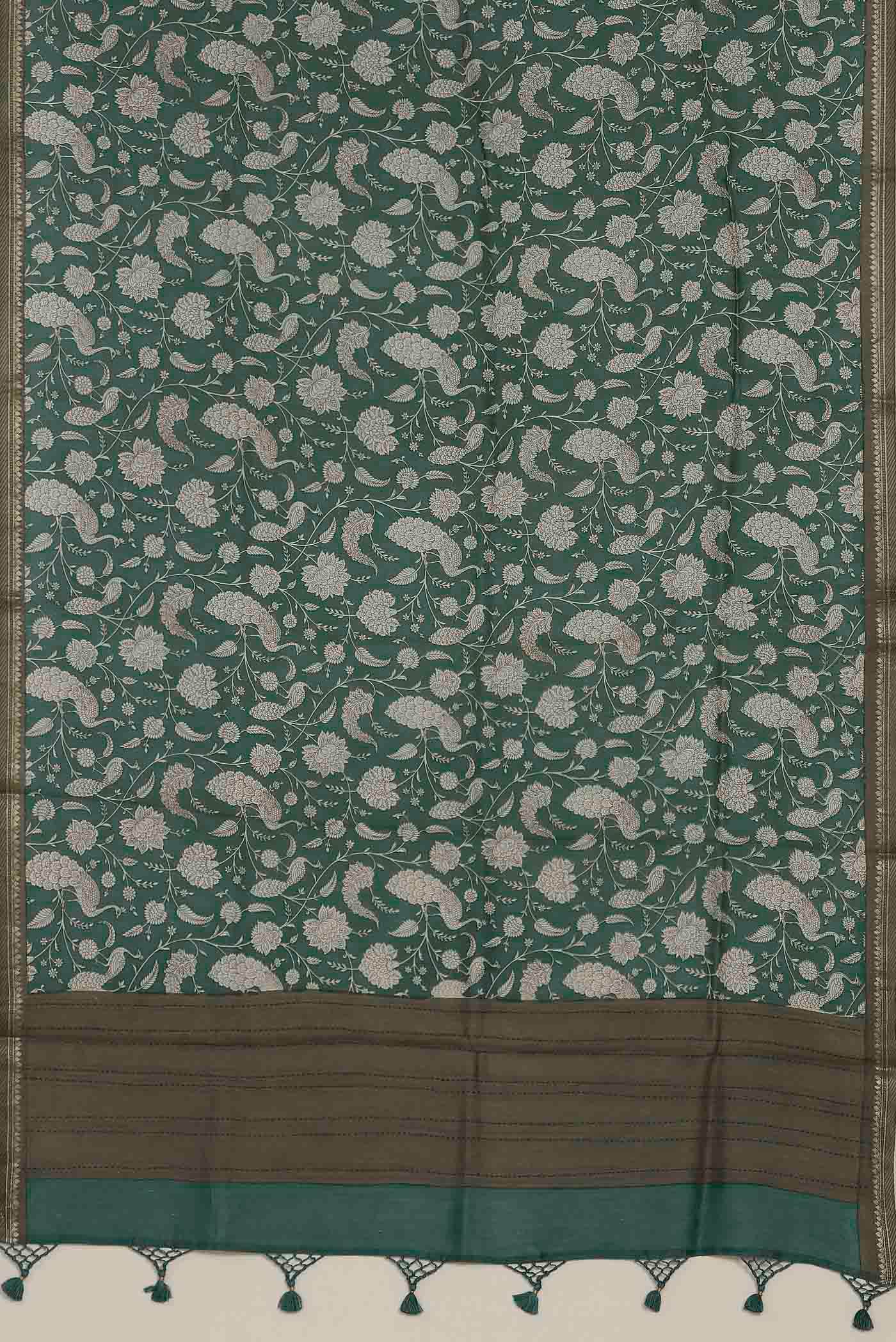 Green Bhagalpuri Tussar Silk Saree