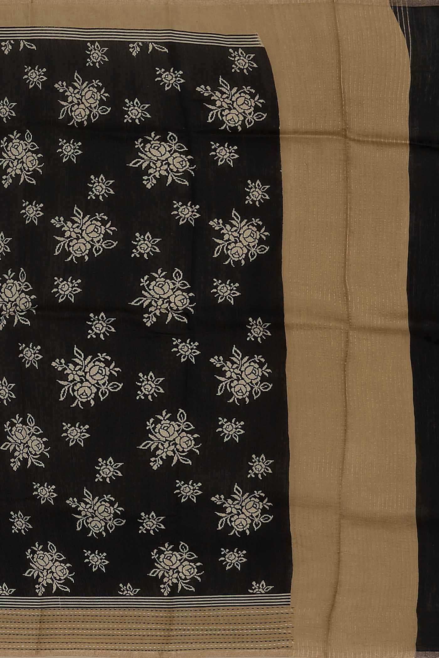 Black Bhagalpuri Tussar Silk Saree