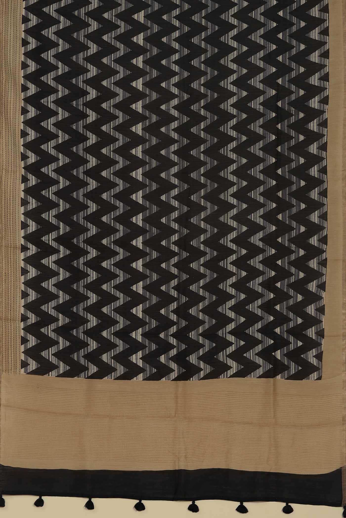 Black Bhagalpuri Tussar Silk Saree