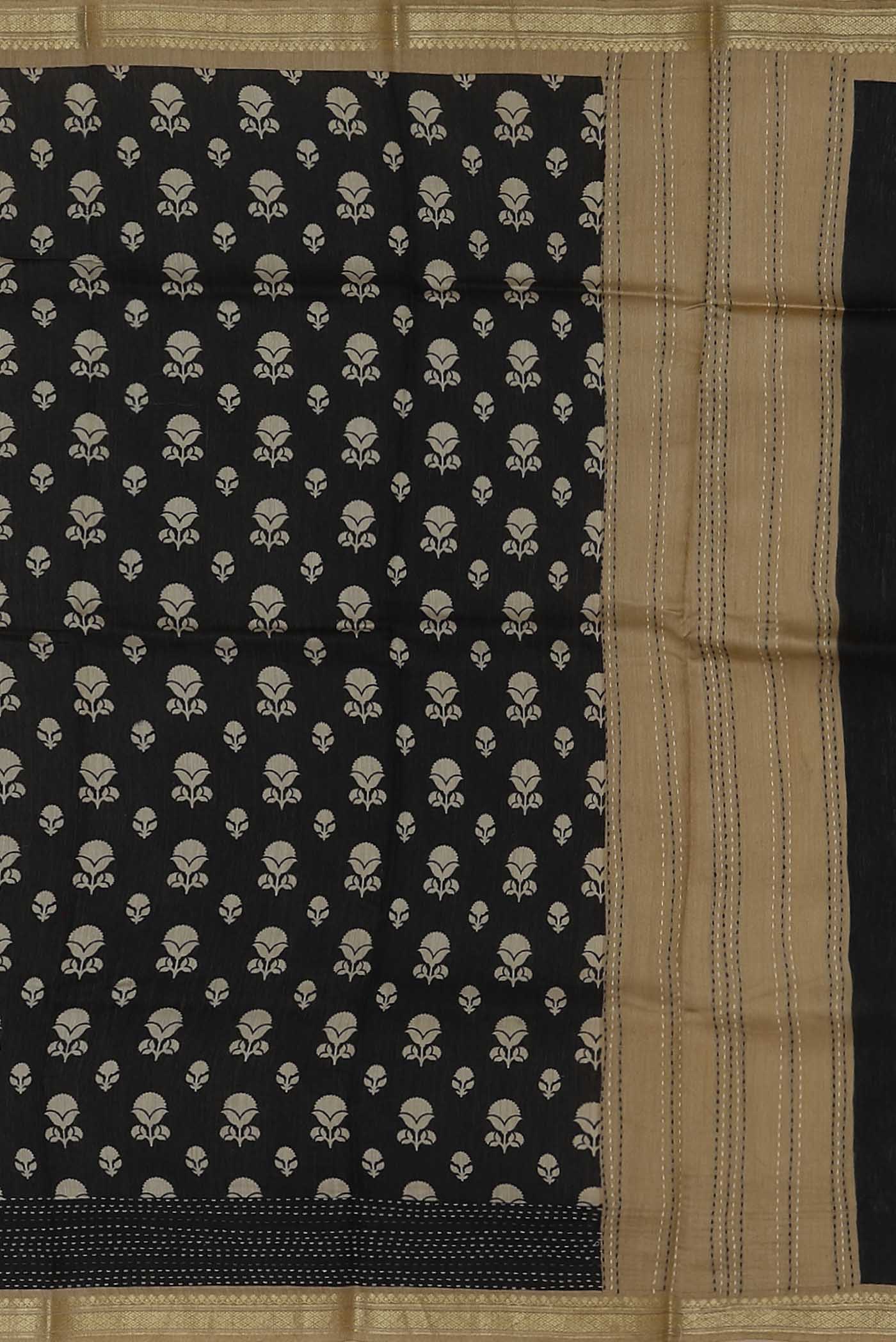 Black Bhagalpuri Tussar Silk Saree