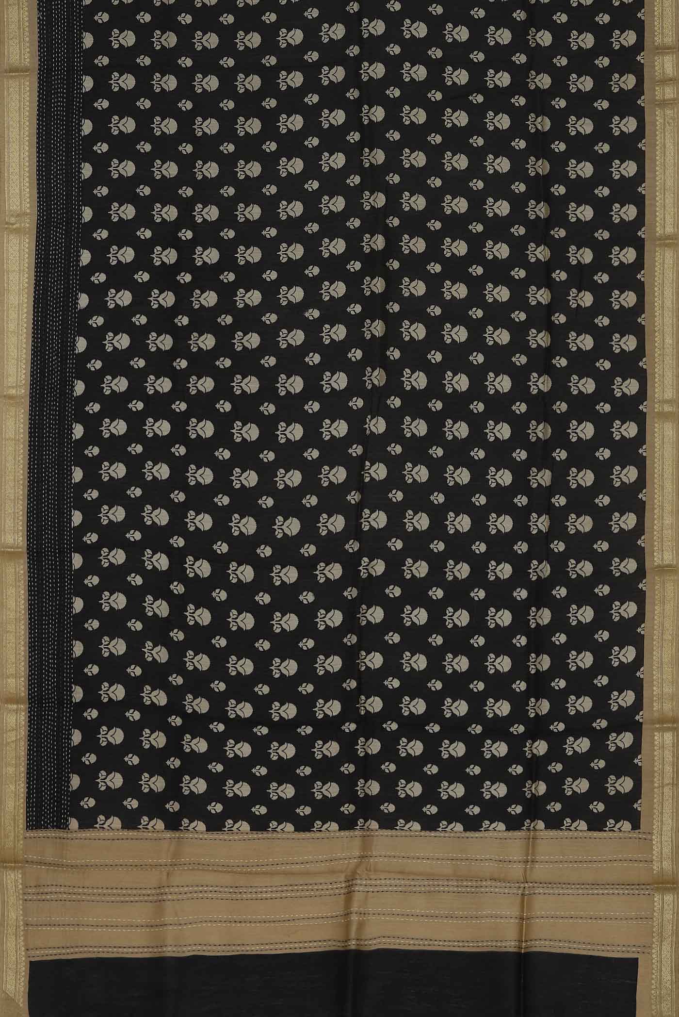 Black Bhagalpuri Tussar Silk Saree