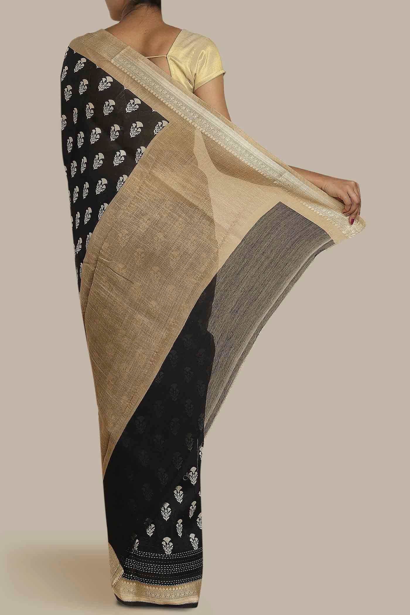 Black Bhagalpuri Tussar Silk Saree
