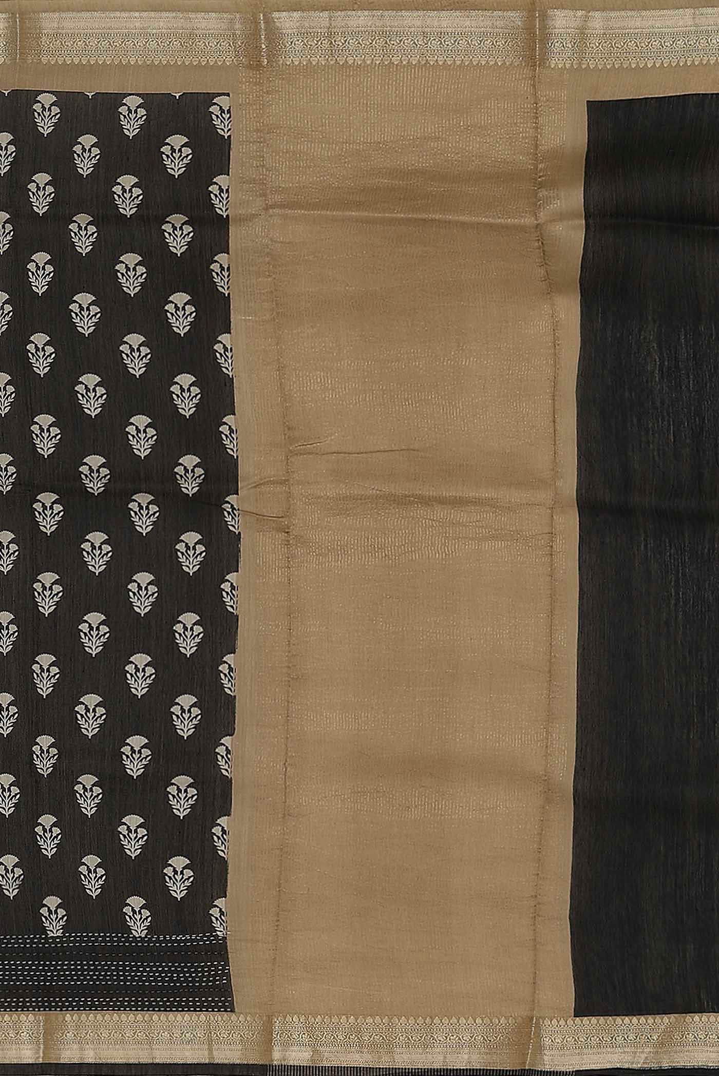 Black Bhagalpuri Tussar Silk Saree