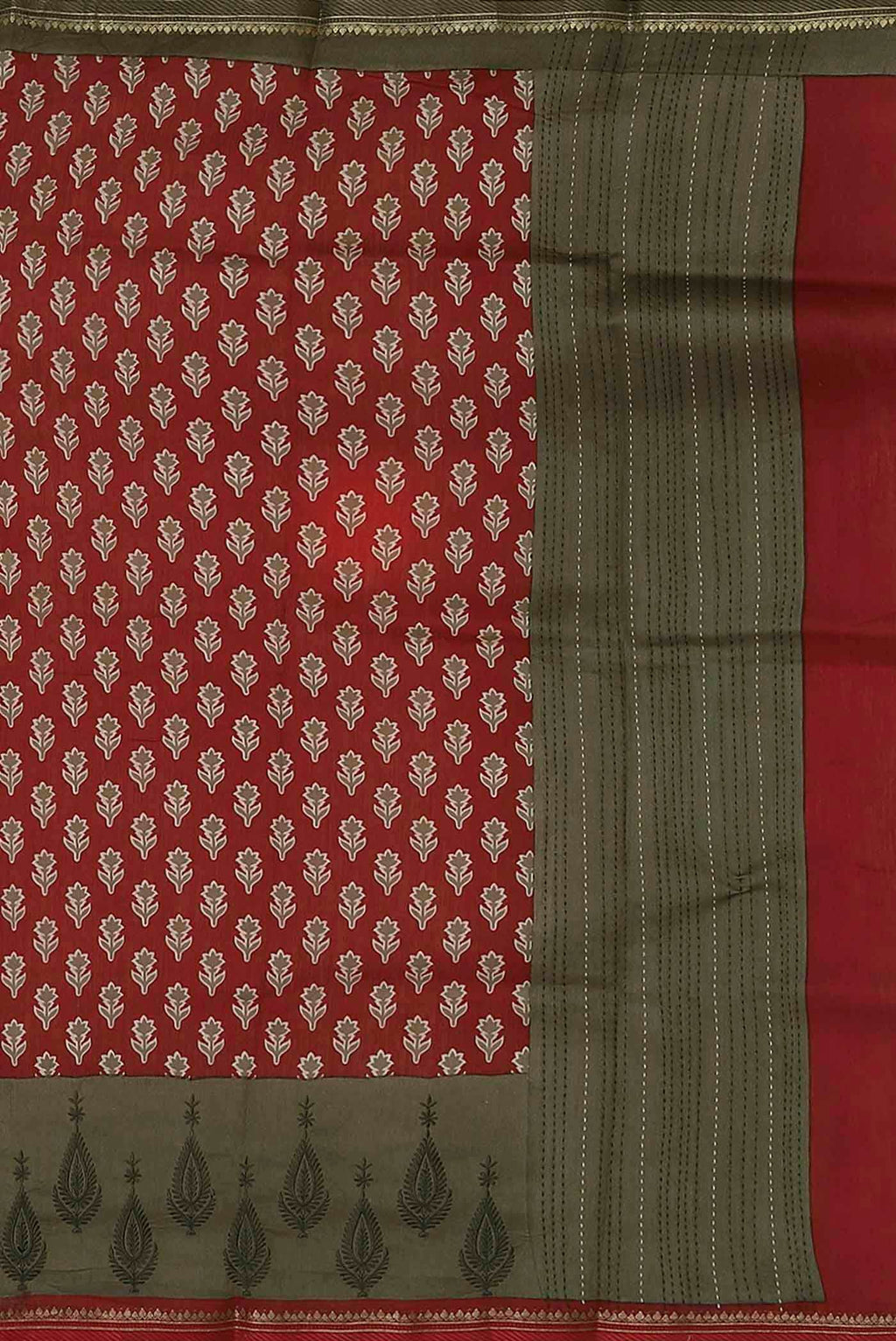 Red Bhagalpuri Tussar Silk Saree