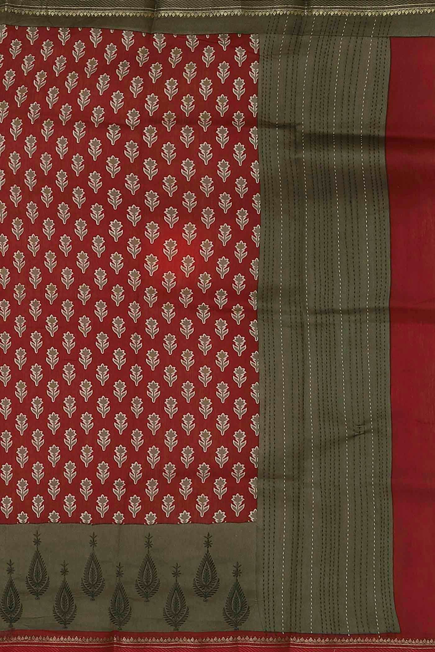 Red Bhagalpuri Tussar Silk Saree