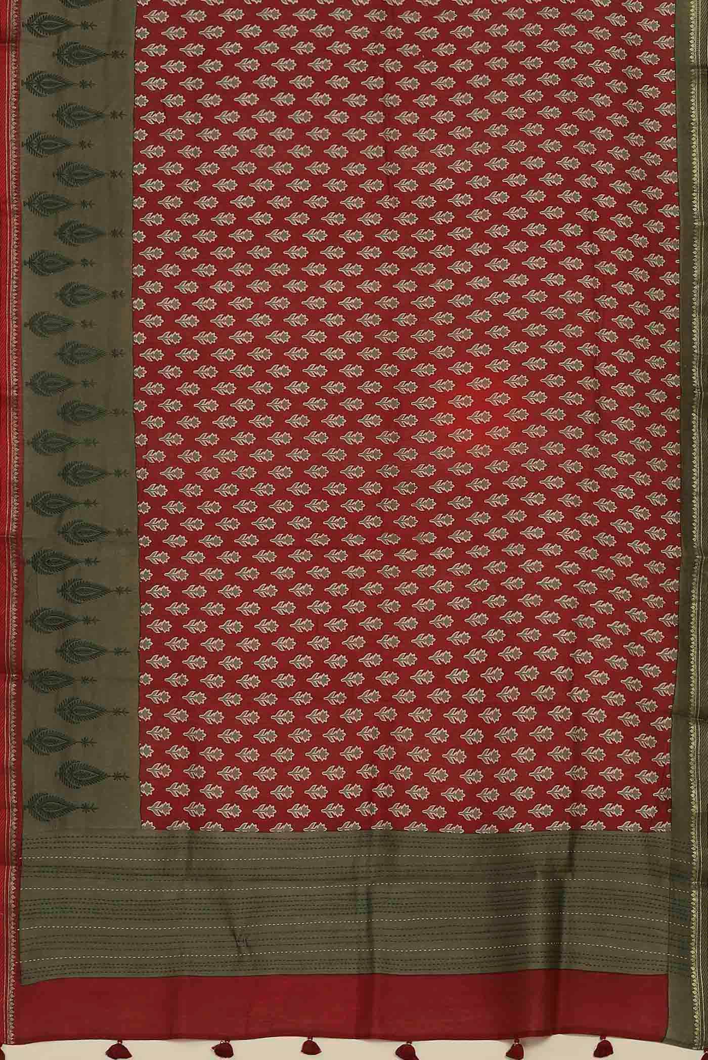Red Bhagalpuri Tussar Silk Saree