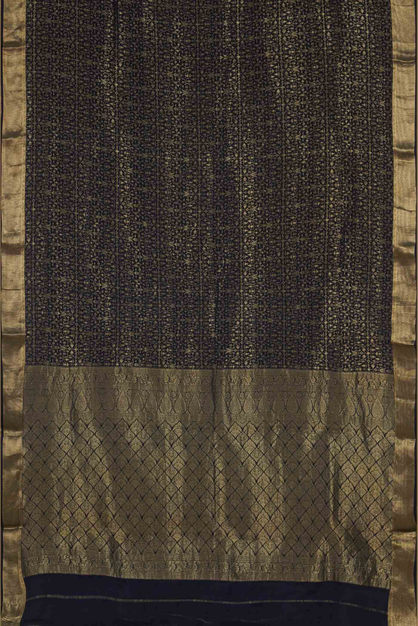 Black Mysore Crepe Saree