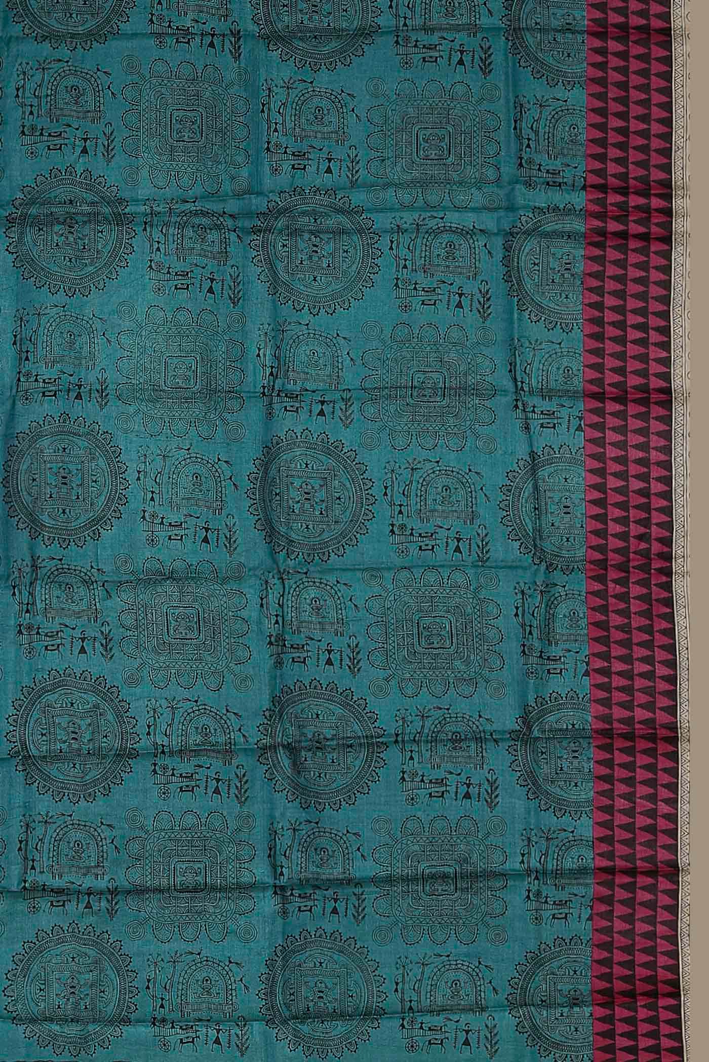 Blue Bhagalpuri Tussar Silk Saree