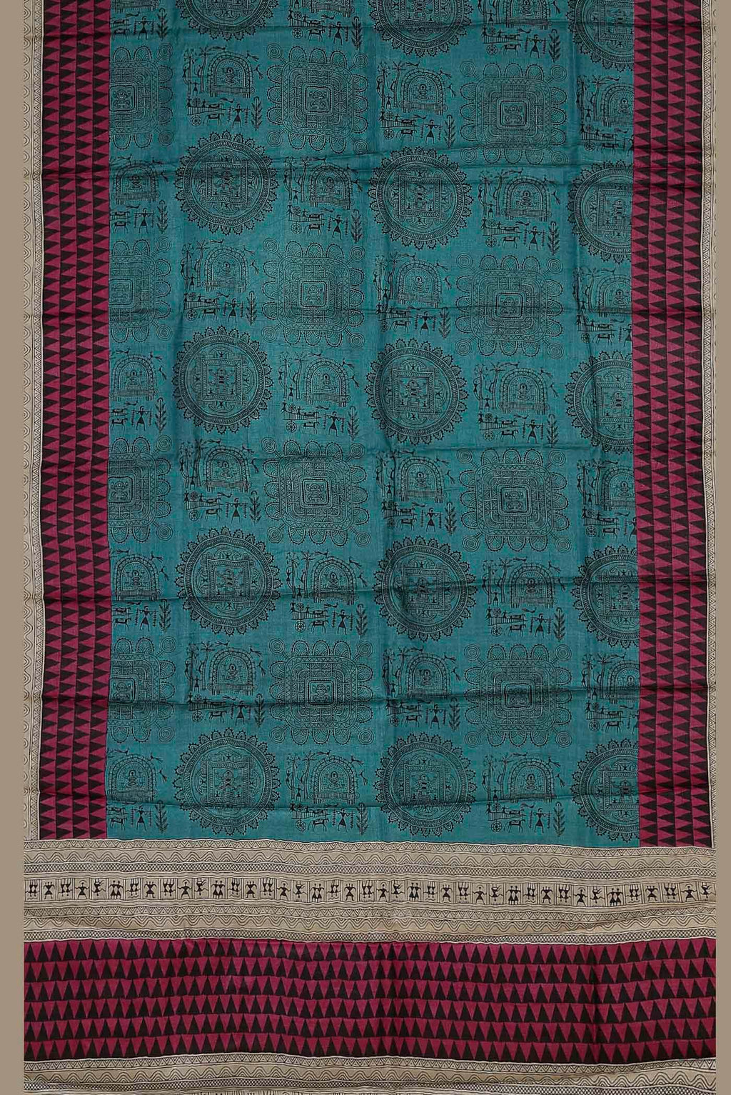 Blue Bhagalpuri Tussar Silk Saree