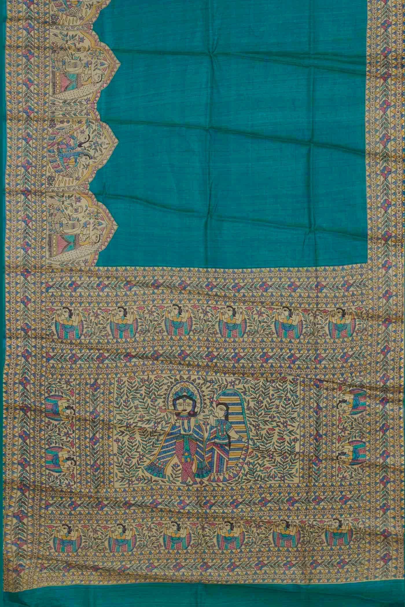 Blue Bhagalpuri Tussar Silk Saree