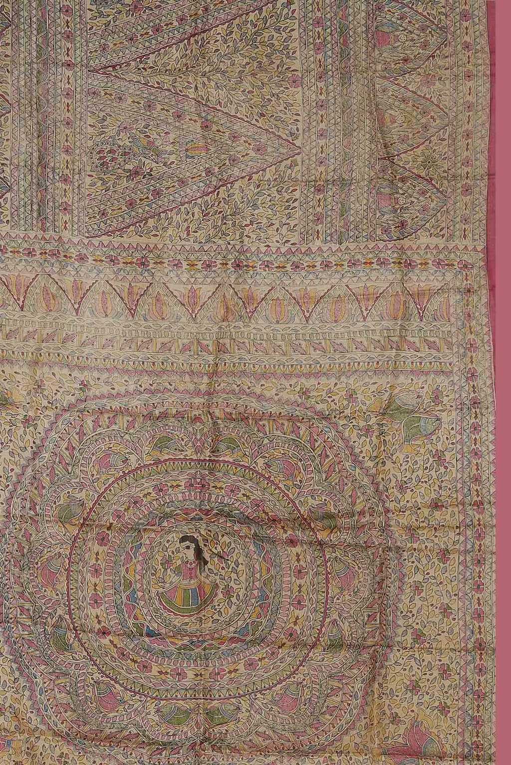 Beige Bhagalpuri Tussar Silk Saree