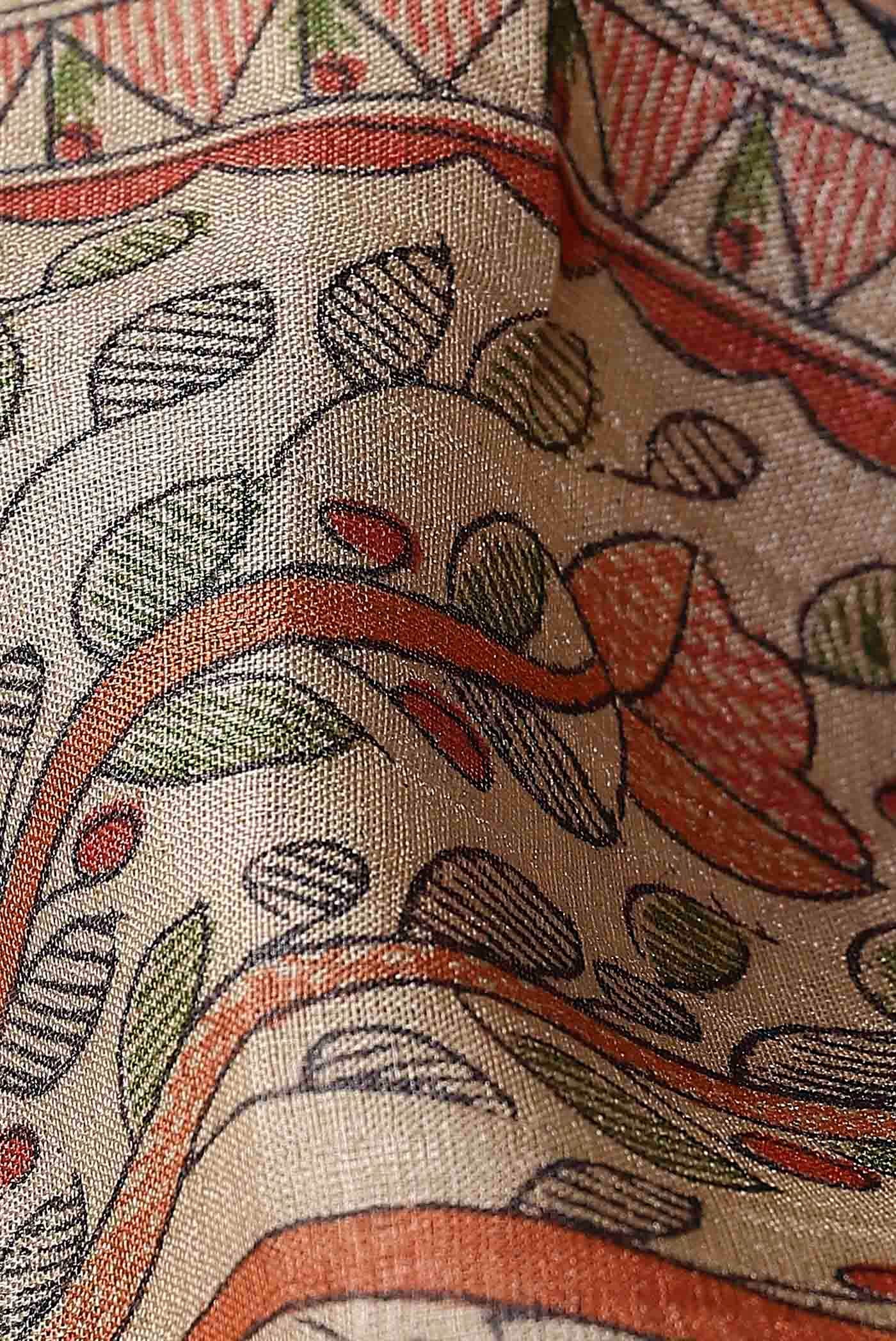 Beige Bhagalpuri Tussar Silk Saree