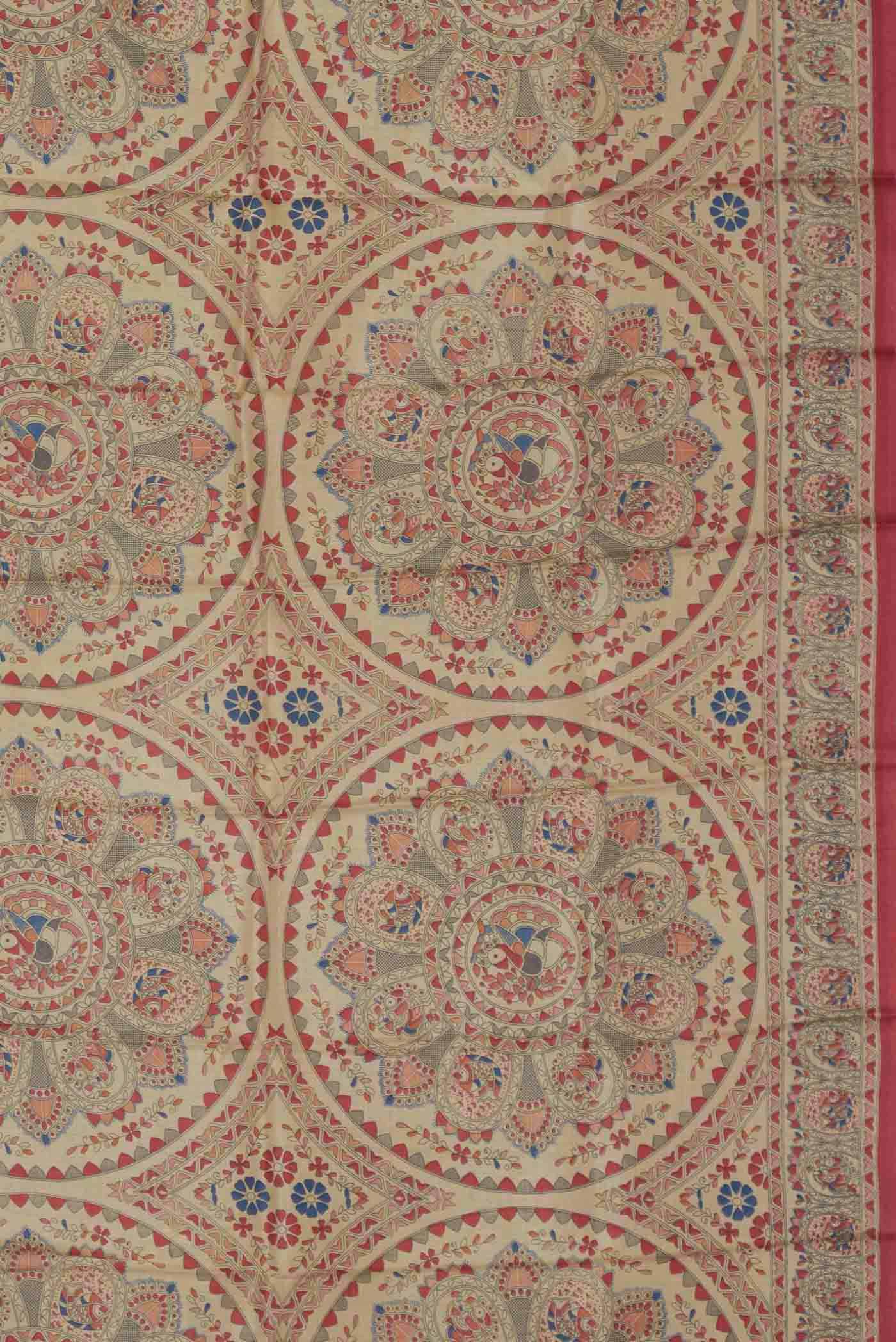Beige Bhagalpuri Tussar Silk Saree