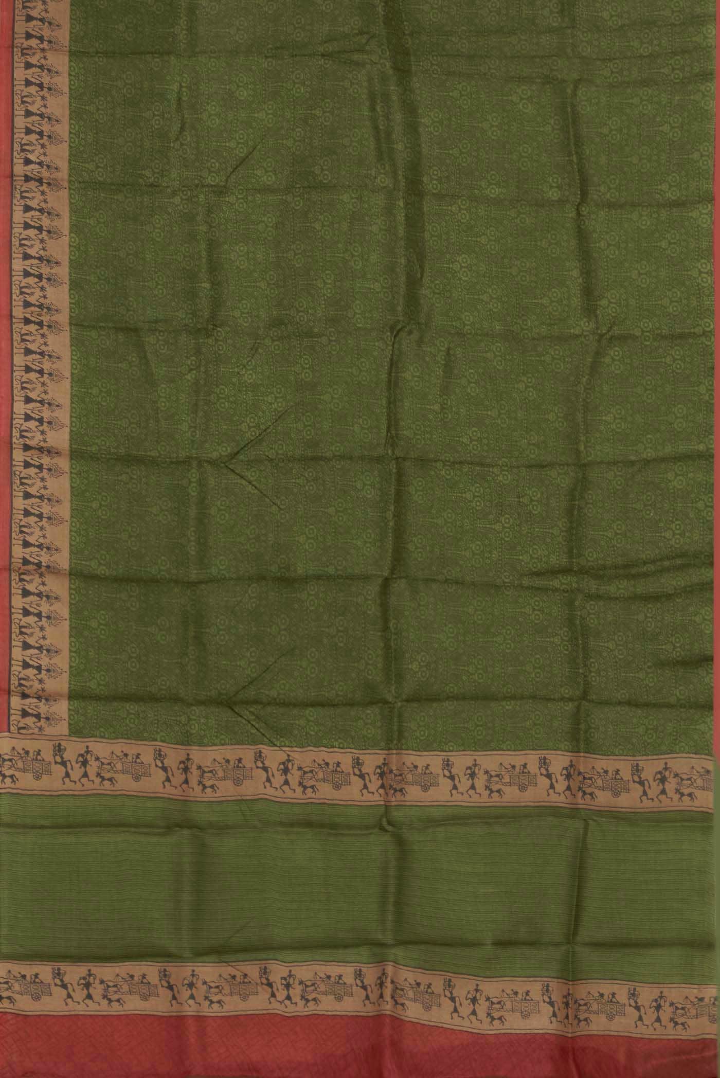 Green Bhagalpuri Tussar Silk Saree