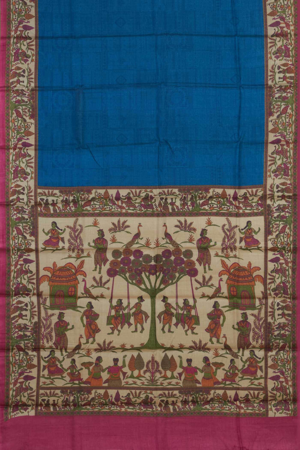 Blue Bhagalpuri Tussar Silk Saree