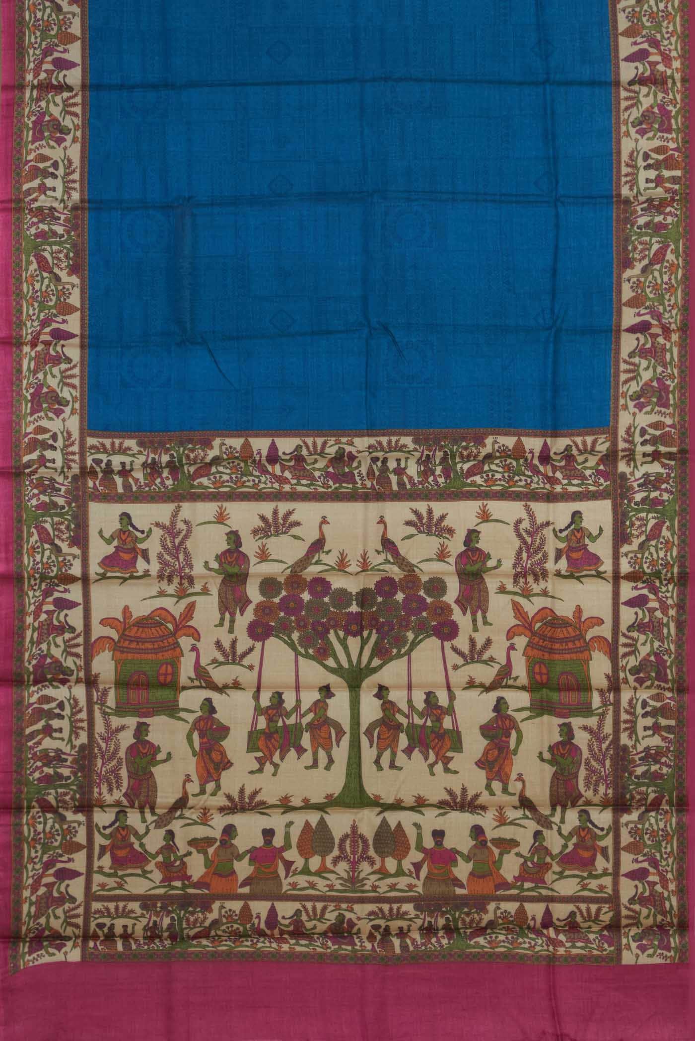 Blue Bhagalpuri Tussar Silk Saree
