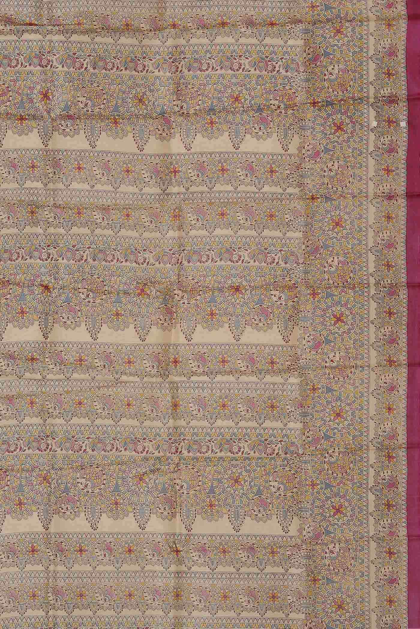 Beige Bhagalpuri Tussar Silk Saree