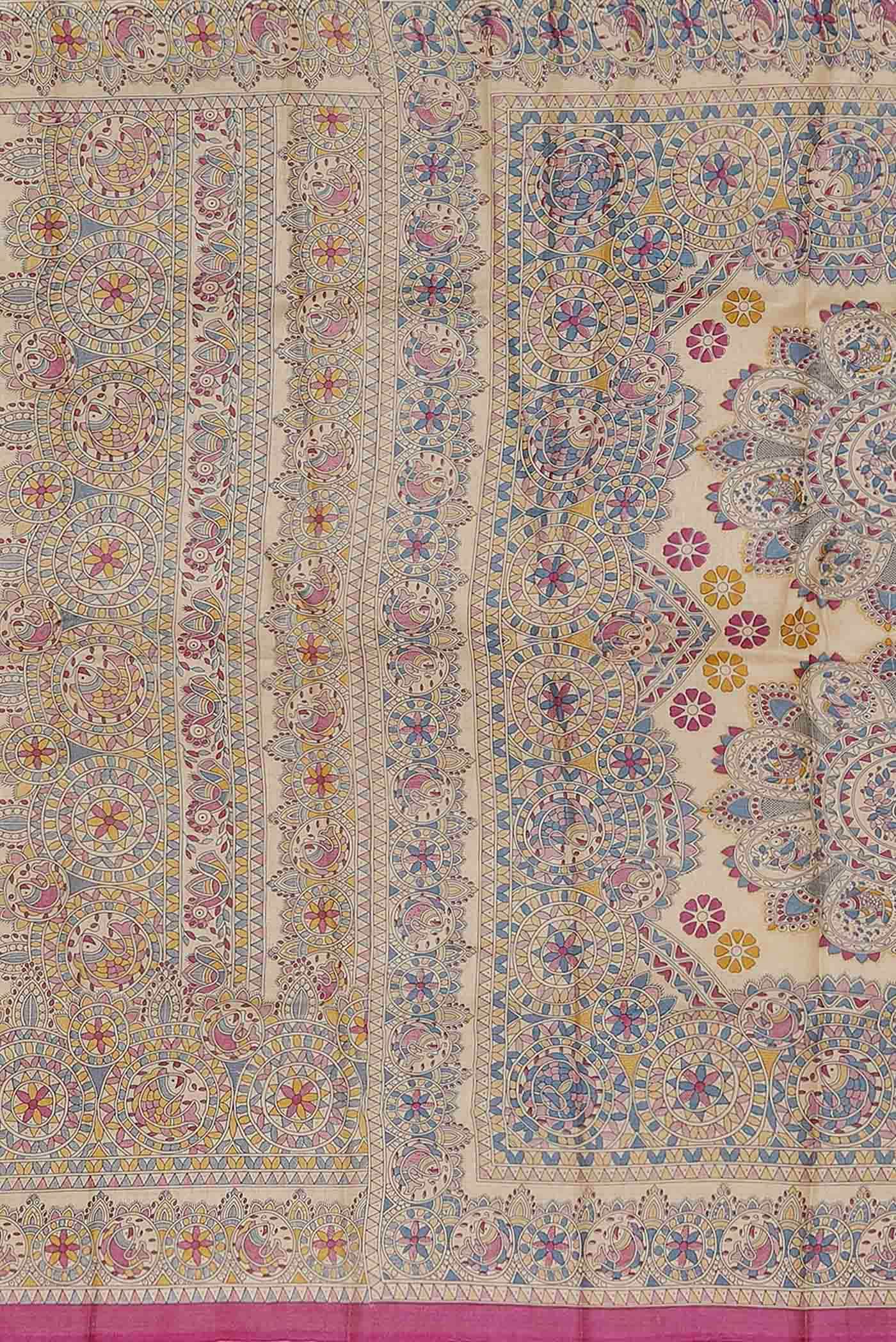 Beige Bhagalpuri Tussar Silk Saree