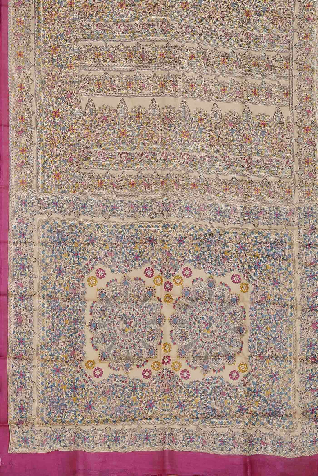 Beige Bhagalpuri Tussar Silk Saree