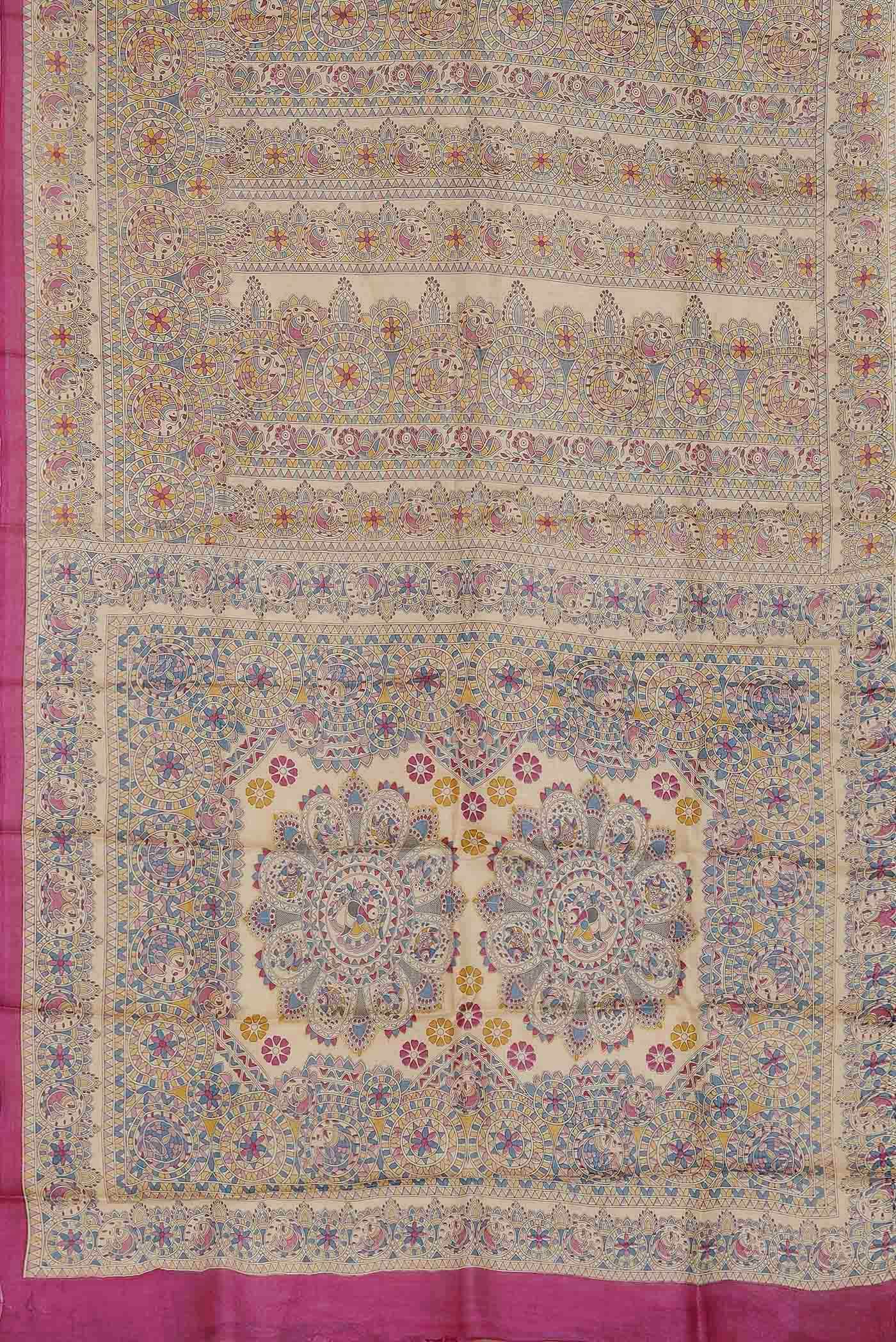 Beige Bhagalpuri Tussar Silk Saree