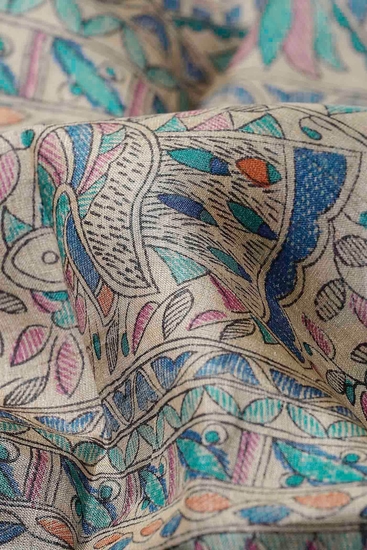 Beige Bhagalpuri Tussar Silk Saree