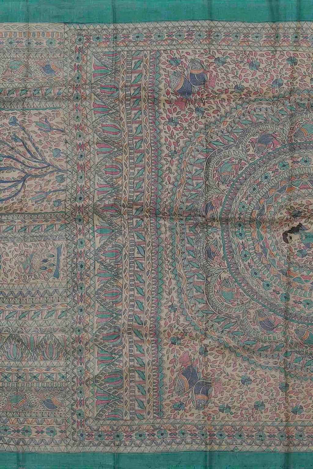 Beige Bhagalpuri Tussar Silk Saree