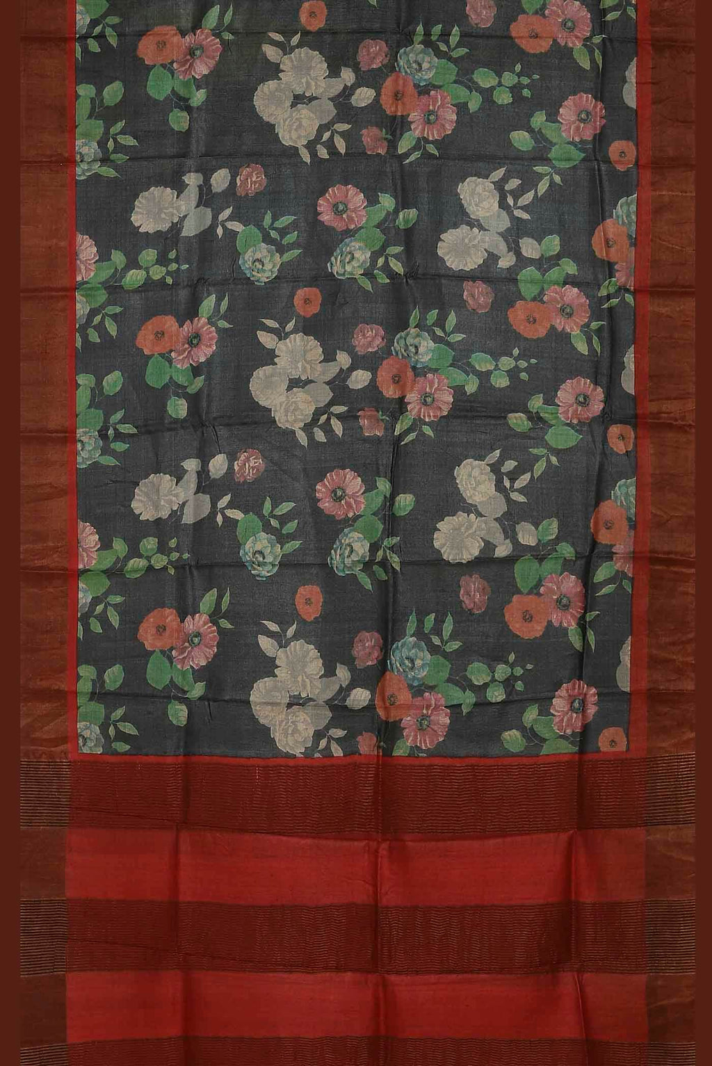 Black Bhagalpuri Tussar Silk Saree