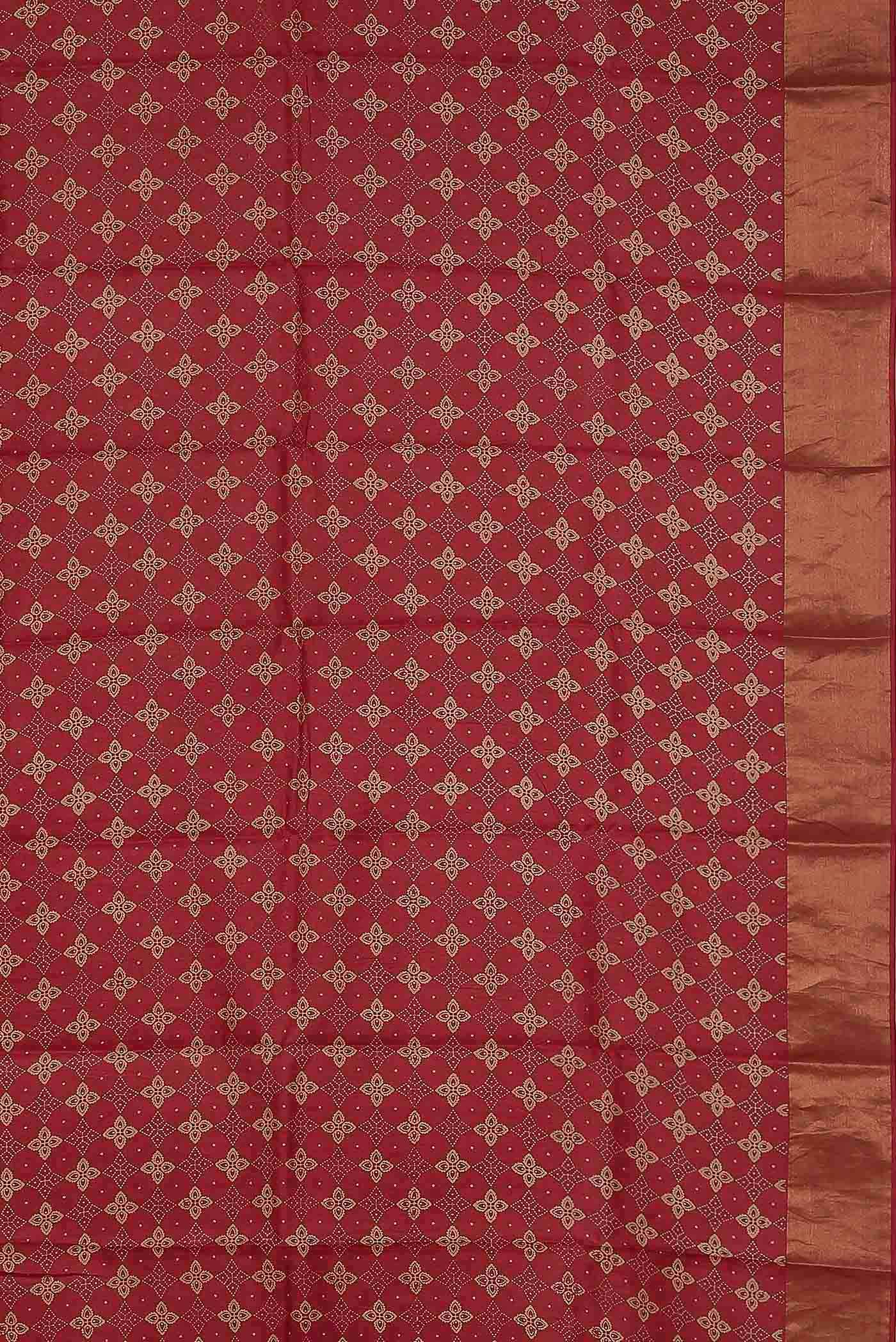 Red Tussar Silk Saree