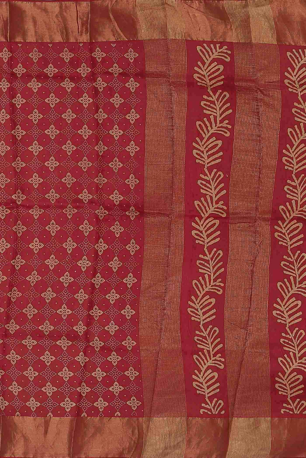 Red Tussar Silk Saree