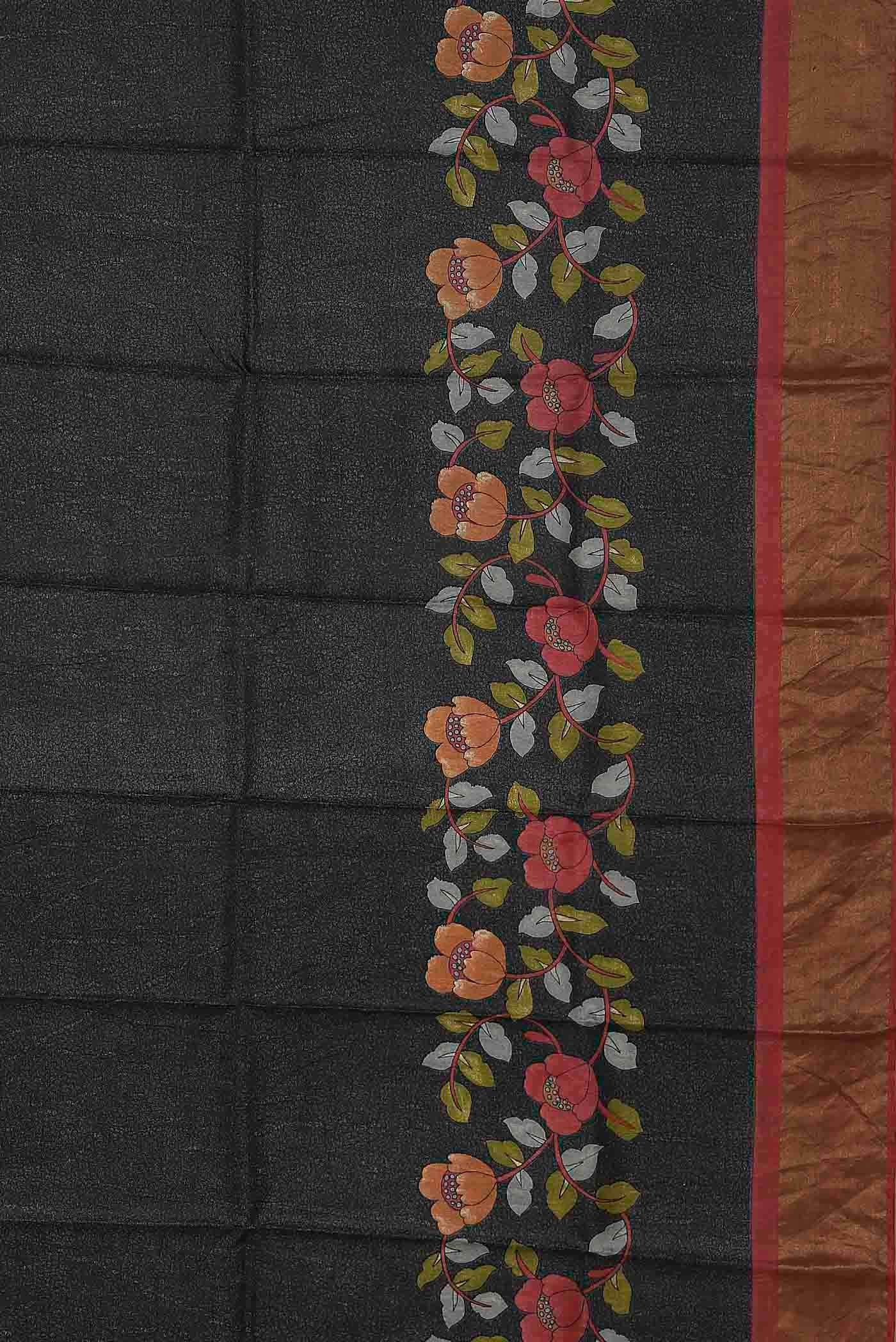 Black Bhagalpuri Tussar Silk Saree