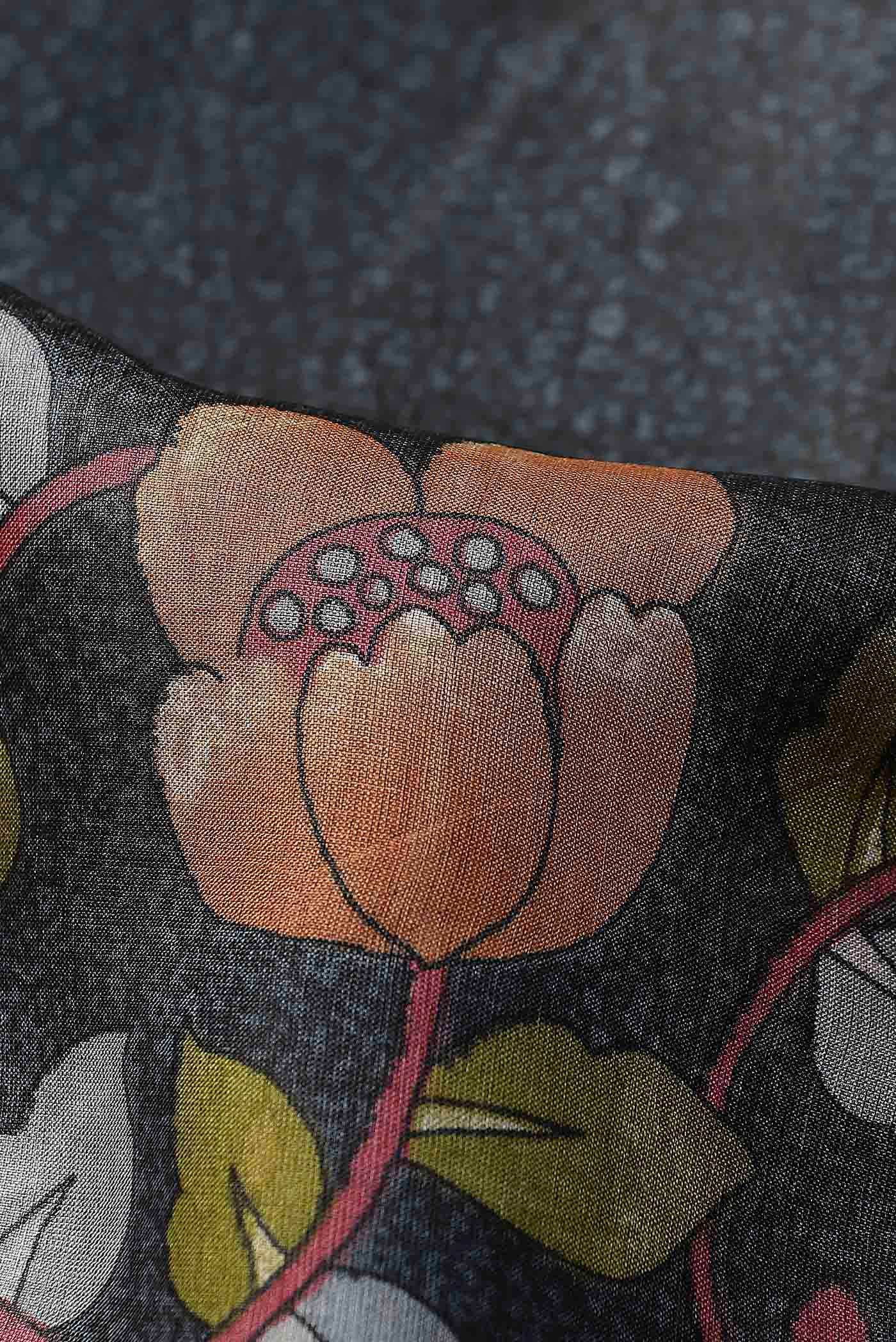 Black Bhagalpuri Tussar Silk Saree