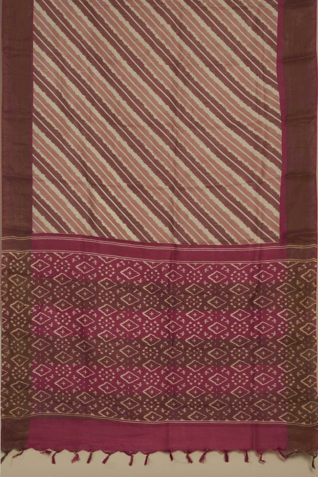 Beige Bhagalpuri Tussar Silk Saree