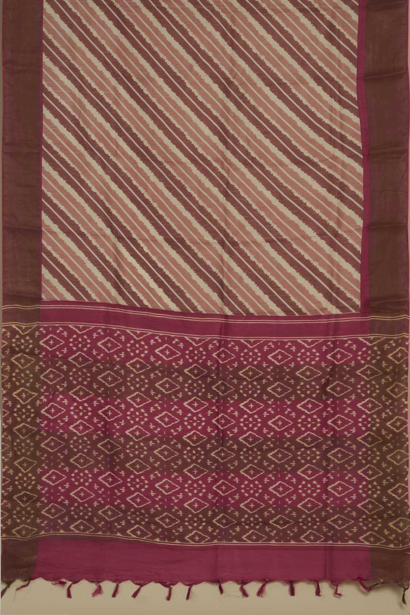 Beige Bhagalpuri Tussar Silk Saree