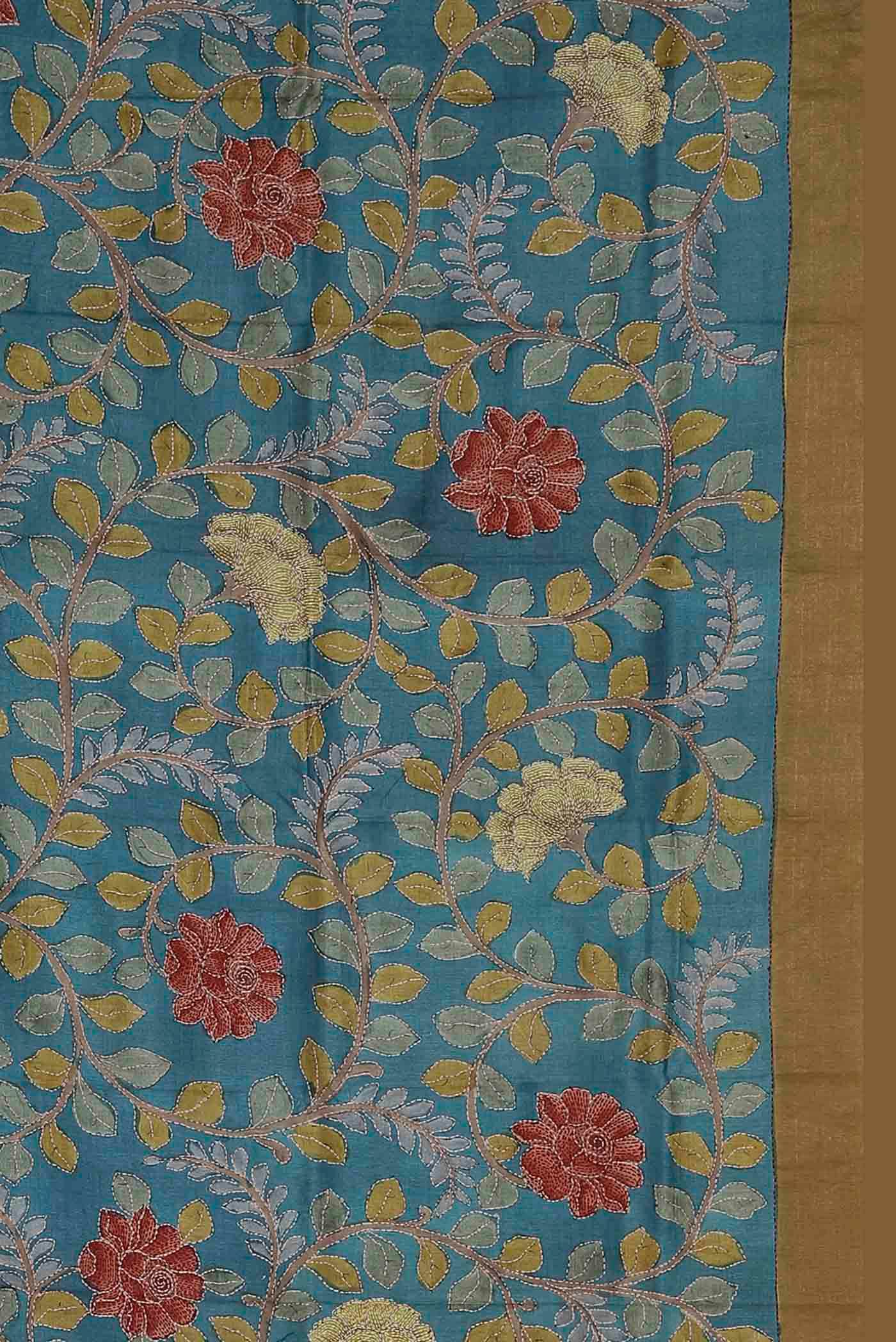 Blue Bhagalpuri Tussar Silk Saree