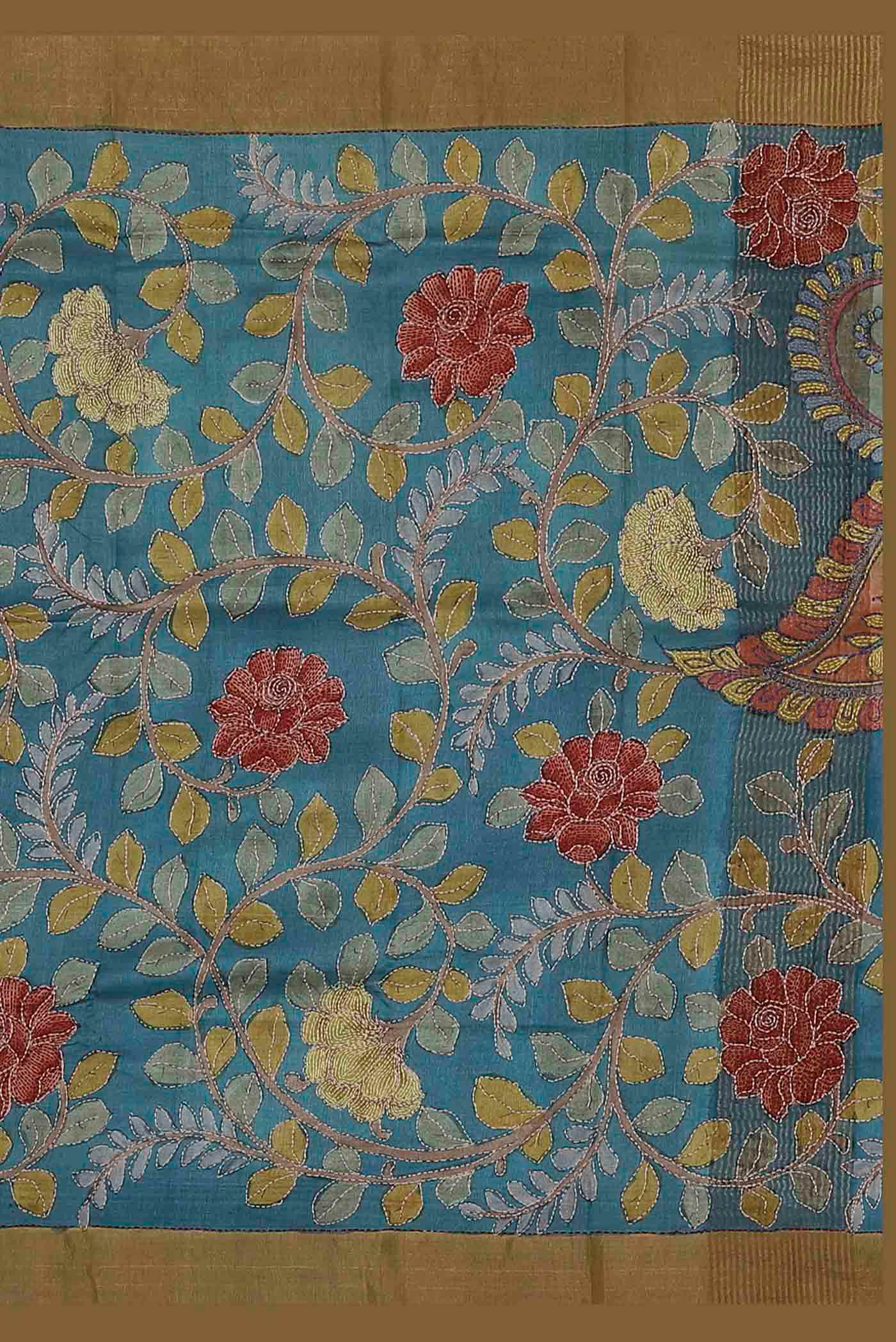 Blue Bhagalpuri Tussar Silk Saree