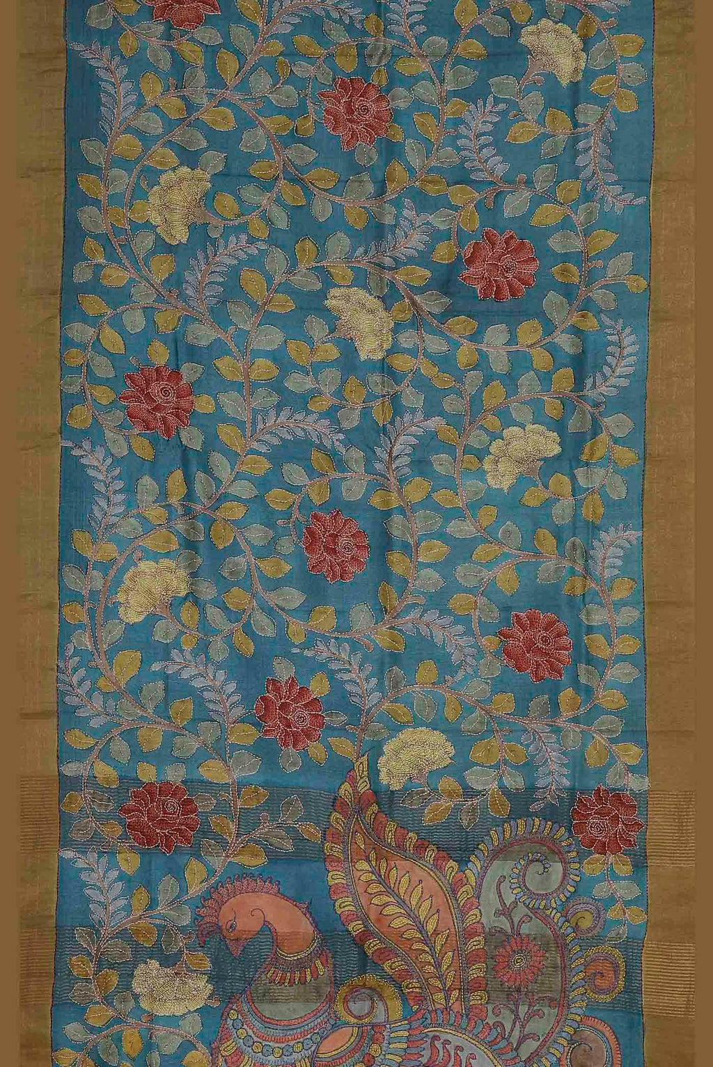 Blue Bhagalpuri Tussar Silk Saree