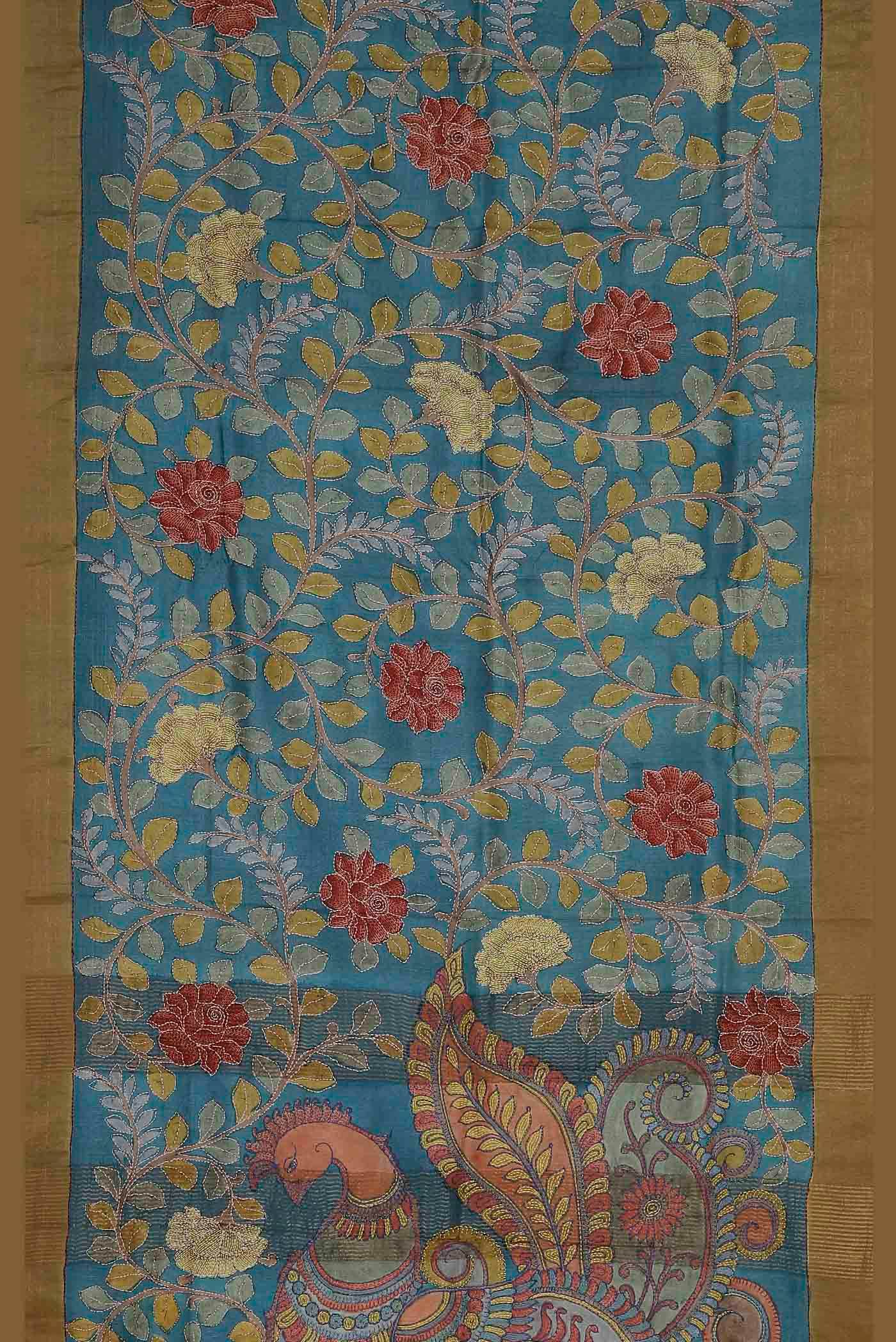 Blue Bhagalpuri Tussar Silk Saree