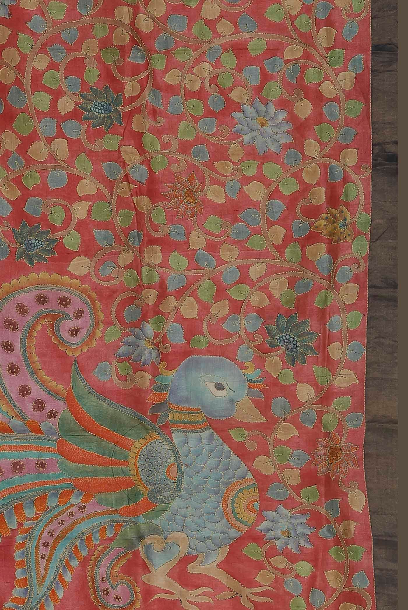 Orange Bhagalpuri Tussar Silk Saree