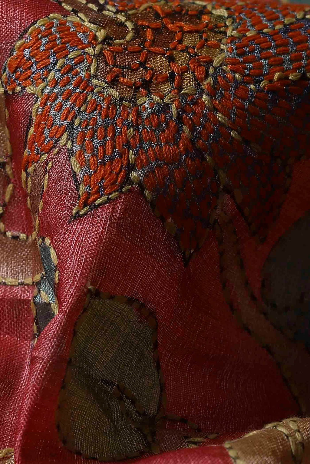 Orange Bhagalpuri Tussar Silk Saree