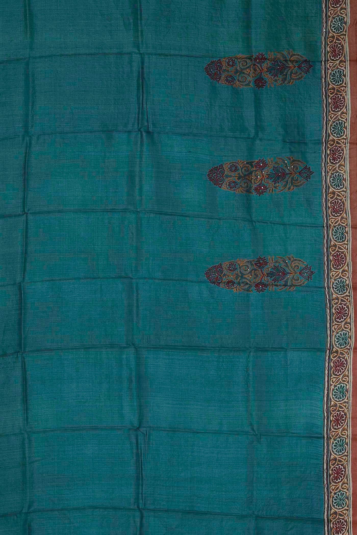 Blue Bhagalpuri Tussar Silk Saree