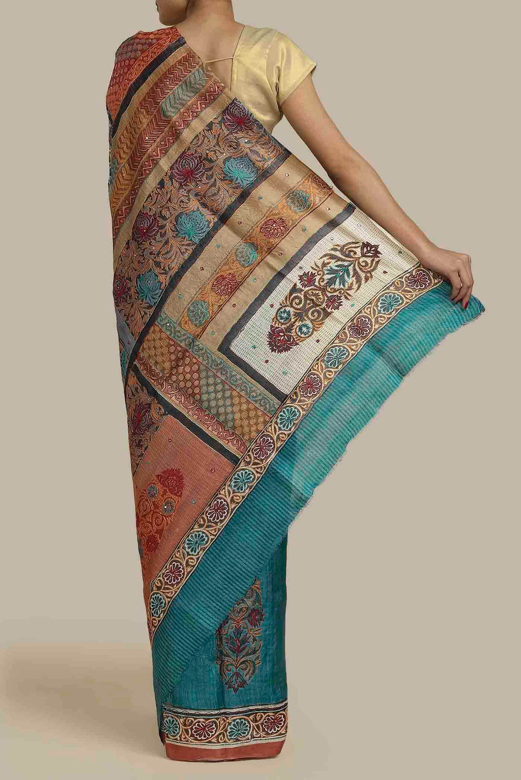 Blue Bhagalpuri Tussar Silk Saree