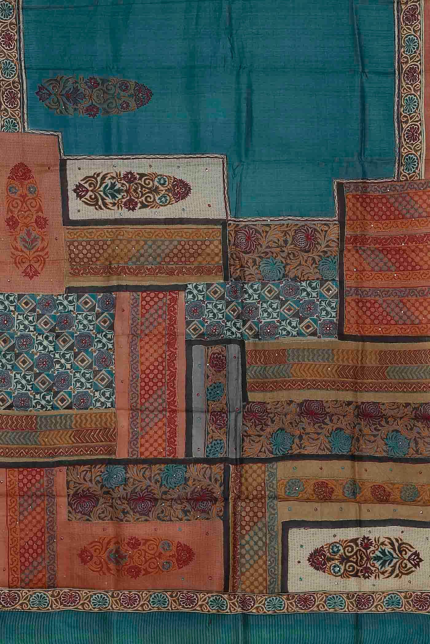 Blue Bhagalpuri Tussar Silk Saree