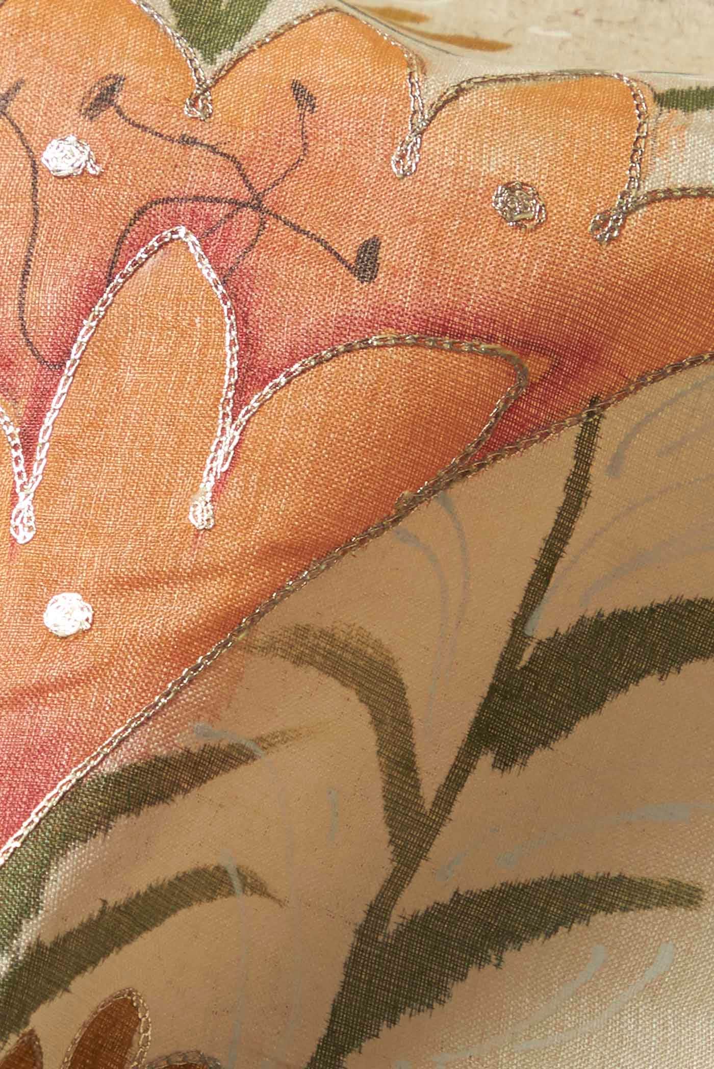 Cream Tussar Silk Saree