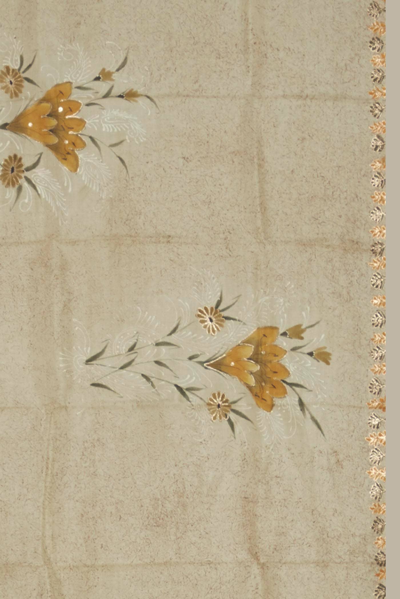 Cream Tussar Silk Saree