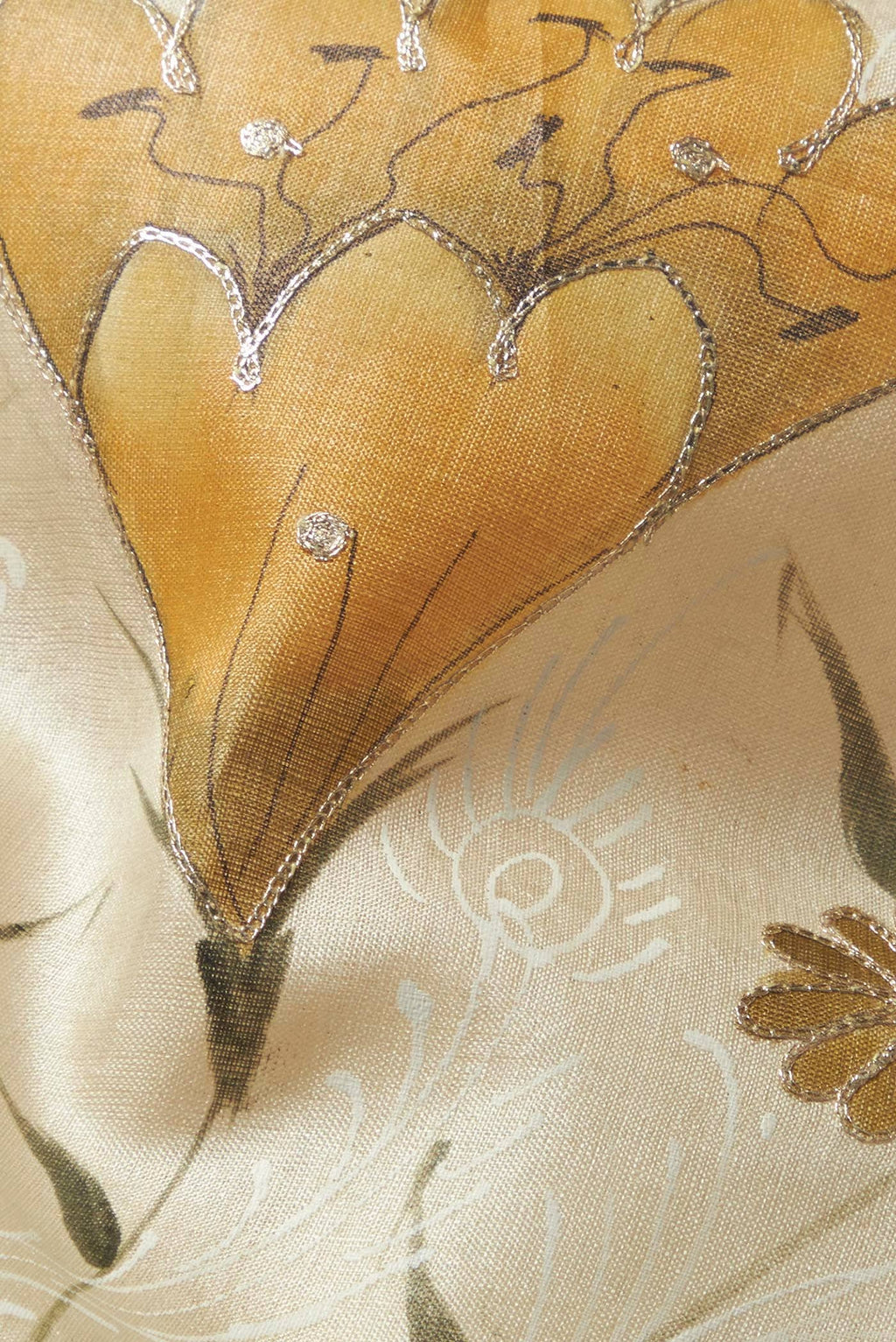Cream Tussar Silk Saree