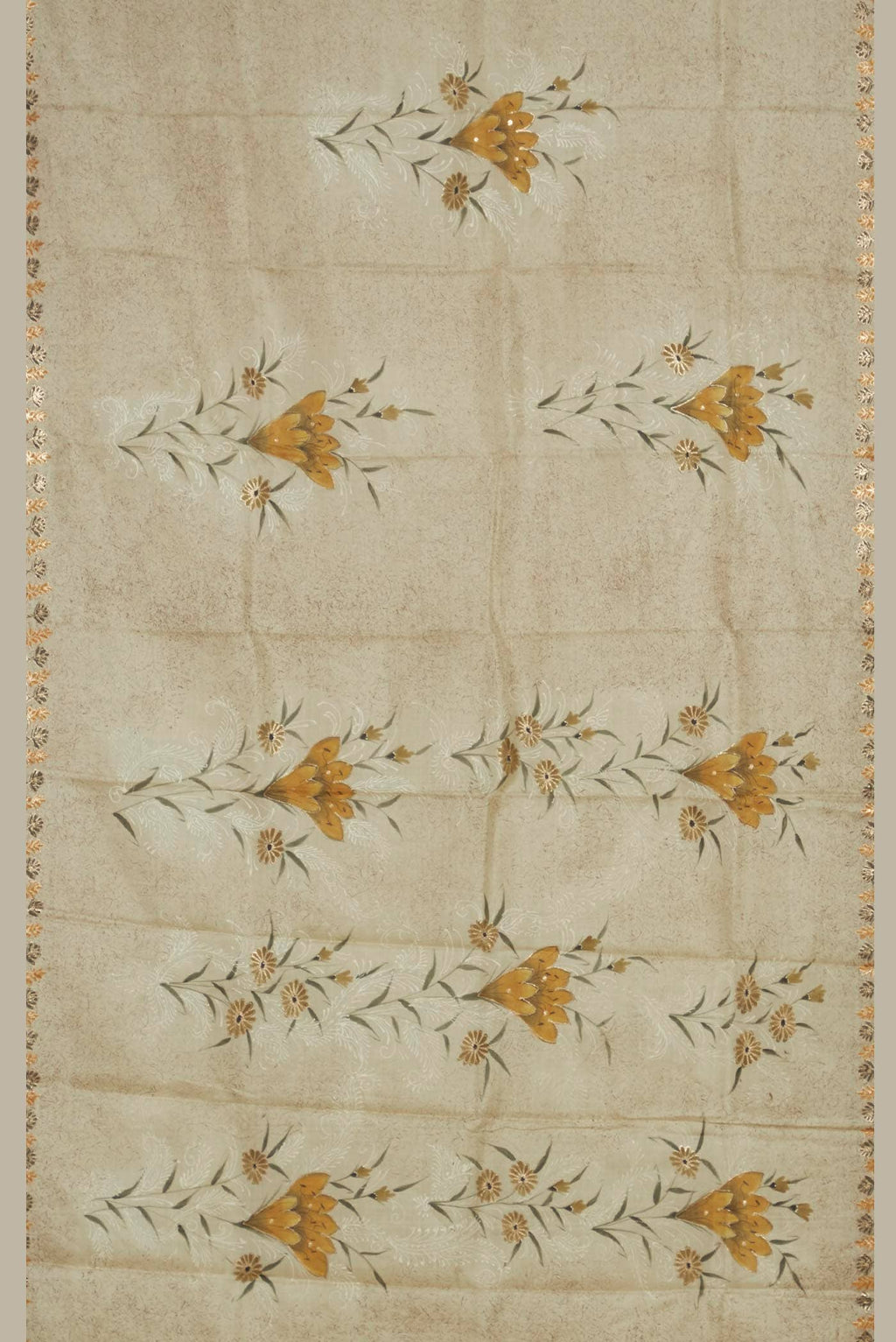 Cream Tussar Silk Saree