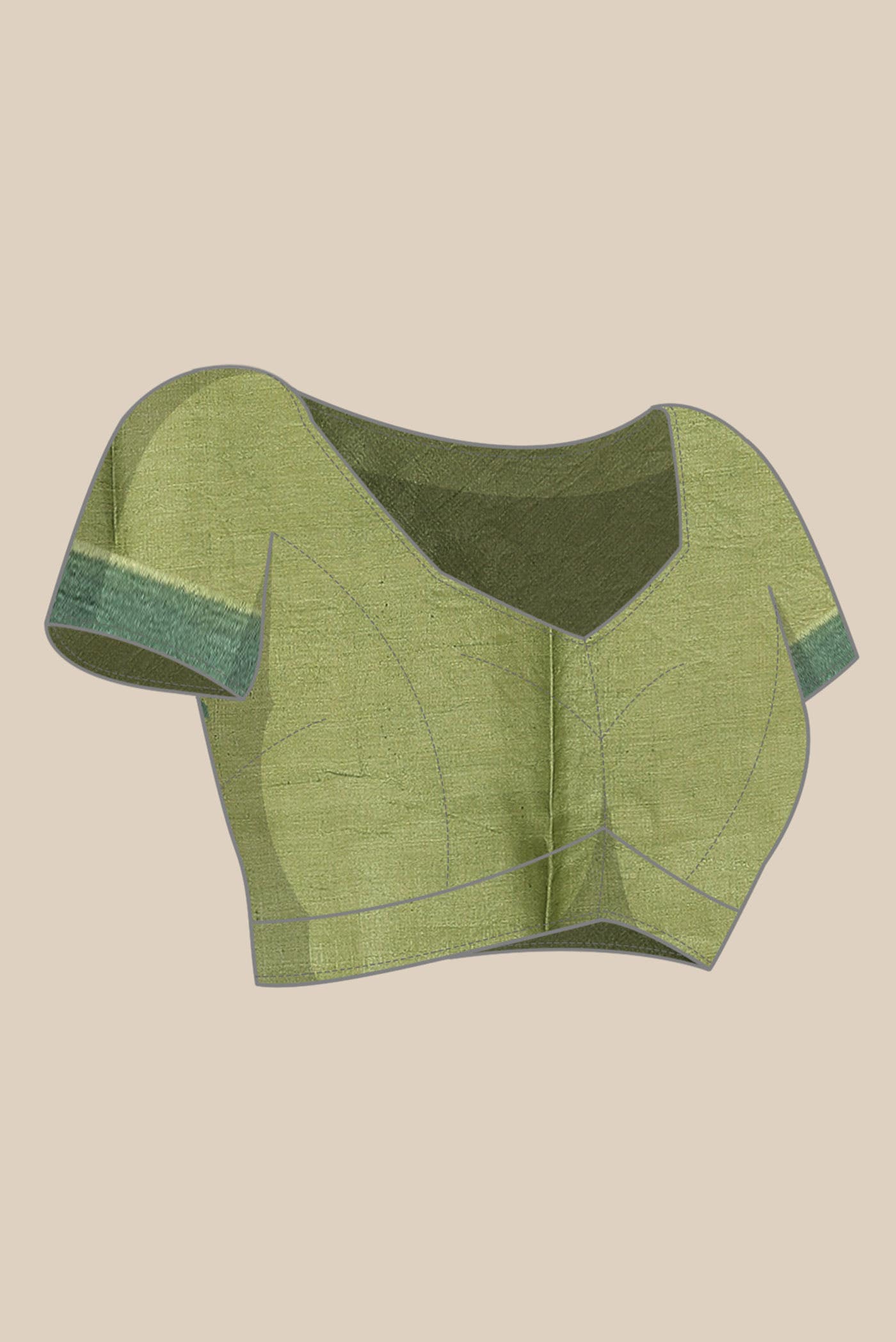 Green Bhagalpuri Tussar Silk Saree