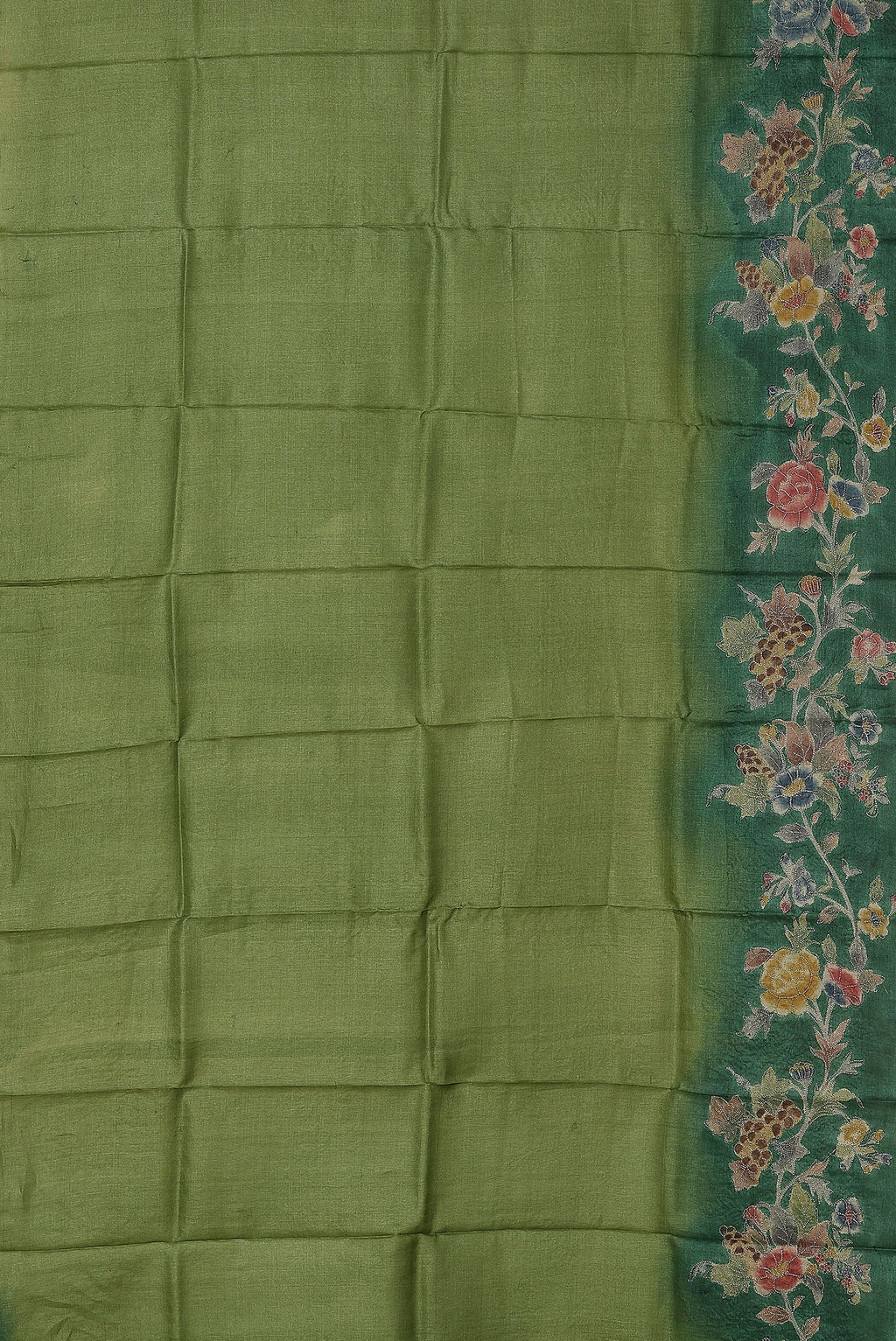Green Bhagalpuri Tussar Silk Saree