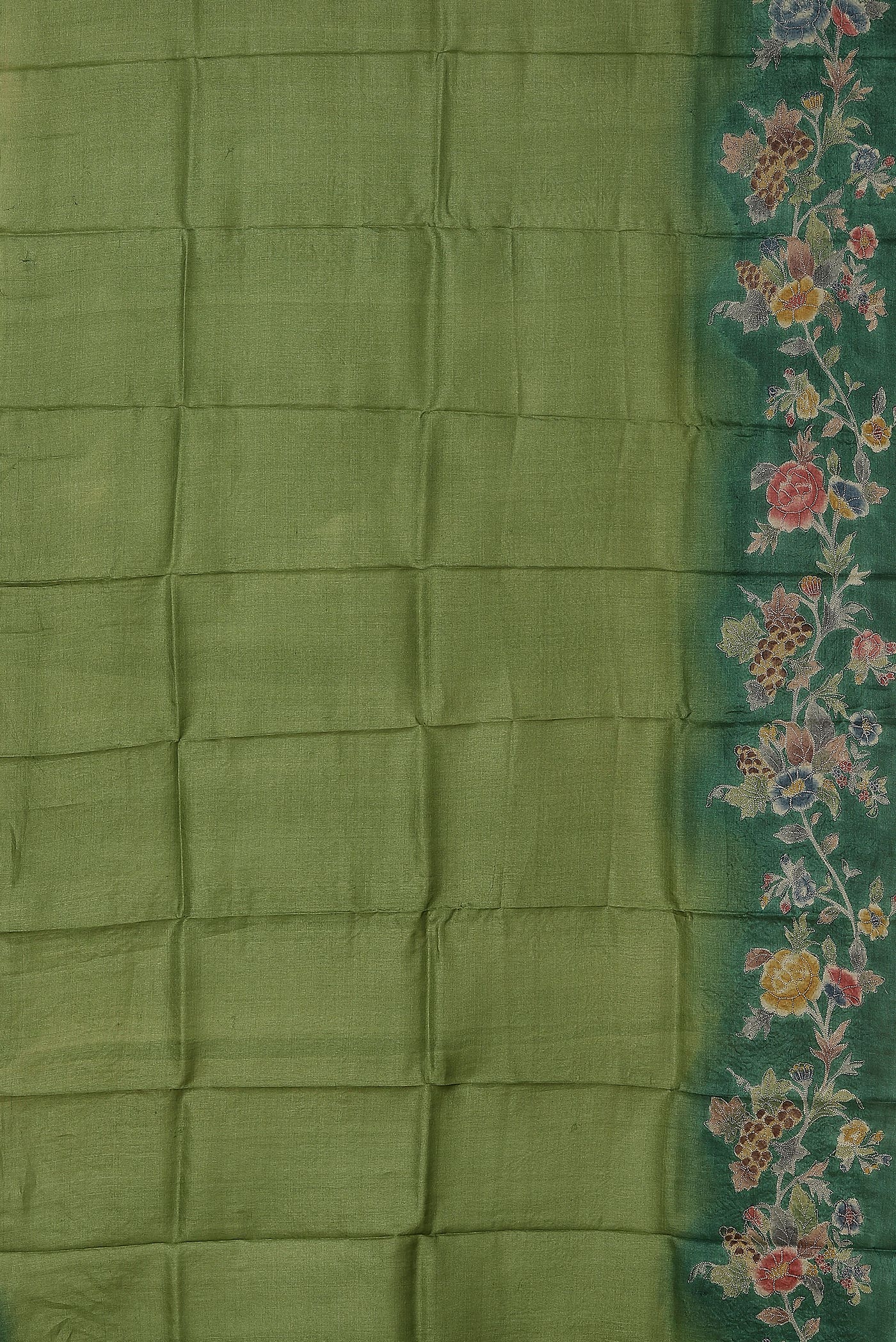Green Bhagalpuri Tussar Silk Saree