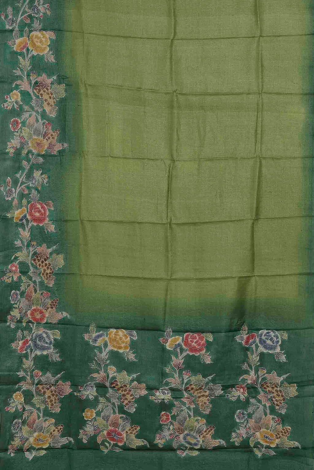 Green Bhagalpuri Tussar Silk Saree